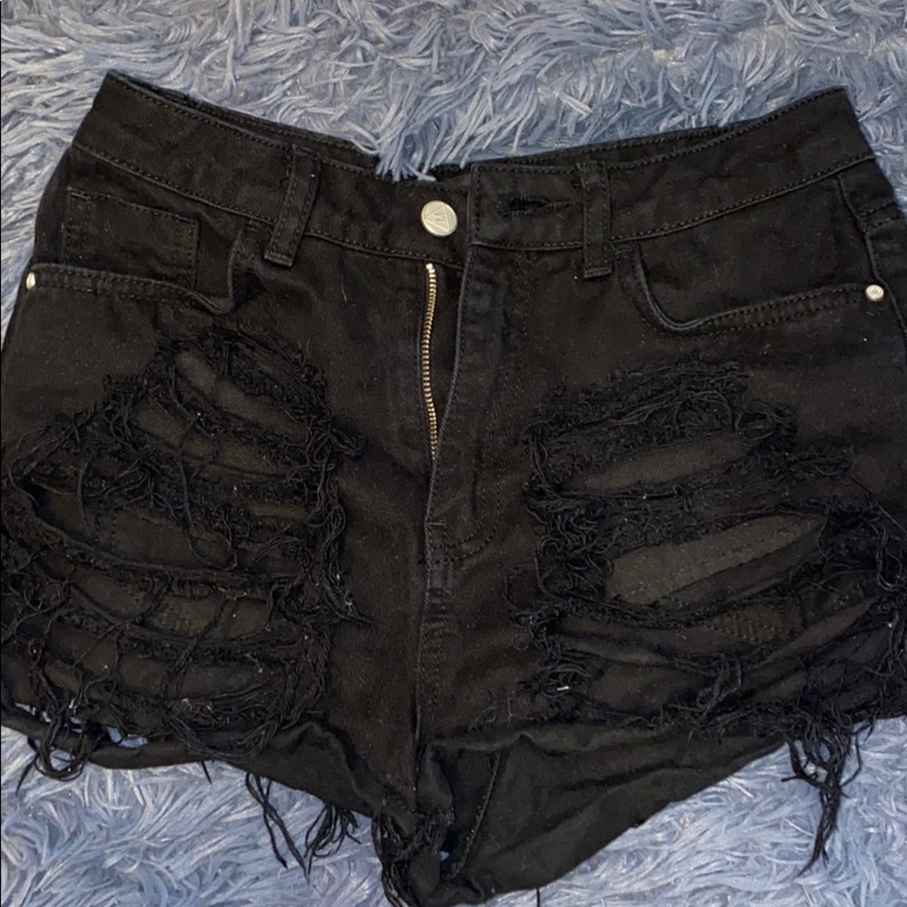 Misguided Ripped Black Shorts